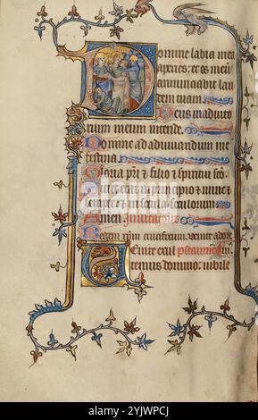 Initial D: Der Verrat Christi; Bute Psalter, Text und Beleuchtung um 1330. Stockfoto