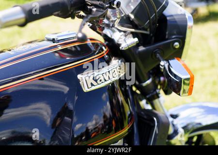 Iserlohn Gruermannscheide, NRW, Deutschland. Juli 2024. Altes Oldtimer-Motorrad Kawasaki Z1300 Nahaufnahme Stockfoto