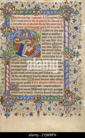 Initial B: David in Prayer; Psalter, 1420–1430. Stockfoto