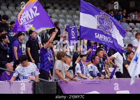 SanFrecce Fans zeigen ihre Unterstützung während der AFC Champions League Two: Sydney FC gegen Sanfrecce Hiroshima Spiel zwischen Sydney FC und SanFrecce in Jubile Stockfoto