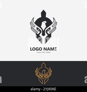 Spartan Eagle Logo Design Vektor Stock Vektor