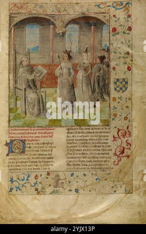 Louis IX. Besucht Vincent von Beauvais; Miroir Historial, um 1475. Stockfoto