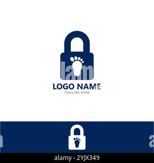 Vektor mit Logodesign für Vorhängeschloss-Fuß Stock Vektor