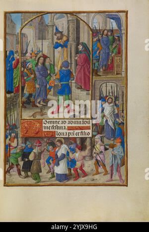 Christus vor Kaiphas; Spinola Stunden, ca. 1510-1520. Stockfoto