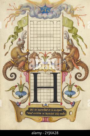 Anleitung zur Konstruktion des Buchstaben H; Mira calligraphiae monumenta, um 1591-1596. Stockfoto