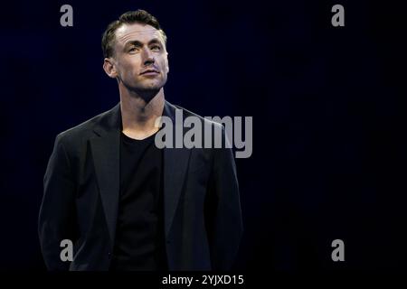 Turin, Italien. 15. November 2024. John Millman aus Australien nimmt am sechsten Tag des Nitto ATP Finals an einer Ruhestandszeremonie Teil. Quelle: Nicolò Campo/Alamy Live News Stockfoto