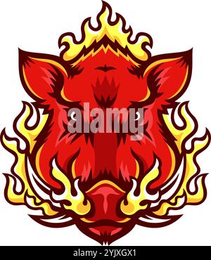 Wildschwein-Razorback mit Feueratmung Stock Vektor