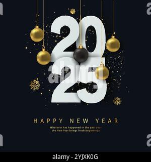 2025 Happy New Year Hintergrund für Ihre Flyer- und Grußkarte oder Neujahrsfeier. Abstraktes Vektor-Illustrationsdesign Stock Vektor