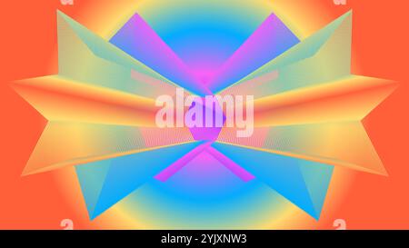 Abstrakter Hintergrund mit sechseckiger Form, umgeben von überlappenden Strahlungslinien Stock Vektor