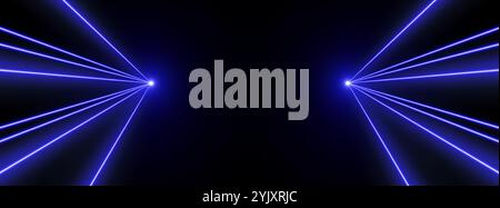 Blaue Laserstrahlen, Konzert- oder Nachtclub-Spotlights Lichteffekt. Stock Vektor