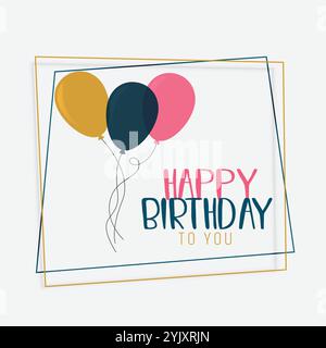 Happy Birthday Card Design mit flachen Farbe Ballons Stock Vektor