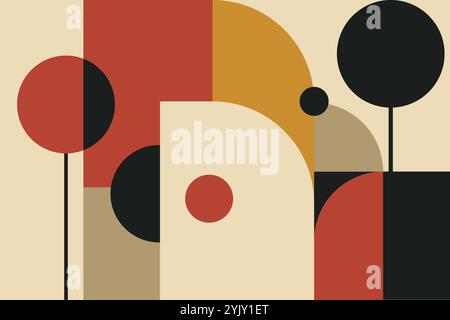 Moderne abstrakte Kunstwerke im Bauhaus-Stil mit geometrischen Formen Stock Vektor
