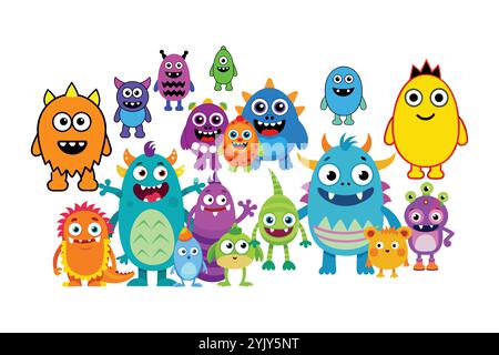 Set der Monster Sammlung lustige Monster Charakter Set Vektor Illustration Stock Vektor