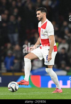 Glasgow, Großbritannien. November 2024. Josip Šutalo aus Kroatien während des Spiels der UEFA Nations League im Hampden Park, Glasgow. Der Bildnachweis sollte lauten: Neil Hanna/Sportimage Credit: Sportimage Ltd/Alamy Live News Stockfoto