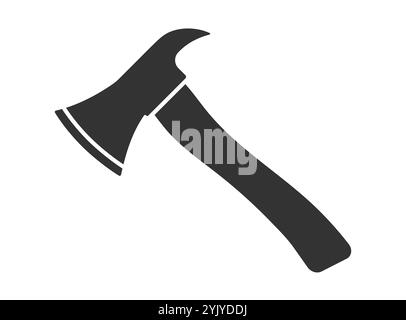 Form des Symbols Feueraxt. Feuerwehrmann-Axt-Werkzeug, Feuerwehr-Logo-Schild. Vektorabbildungsbild. Isoliert auf weißem Hintergrund. Stock Vektor