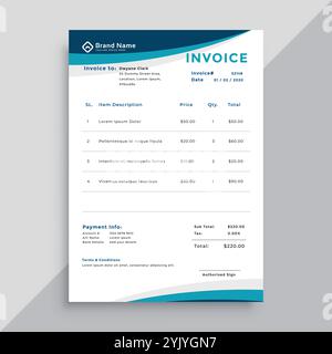 Rechnungsvorlage Design für Business Stock Vektor