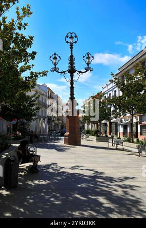 Lampost in der Plaza del Socorro de Andalucía, Ronda Stadt, Andalusien, Spanien, Europa Stockfoto