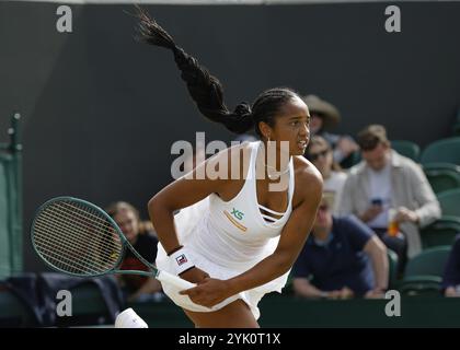 US-Tennisspieler Robin Montgomery im Einsatz bei den Wimbledon Championships 2024 in London, England, Großbritannien, Europa Stockfoto