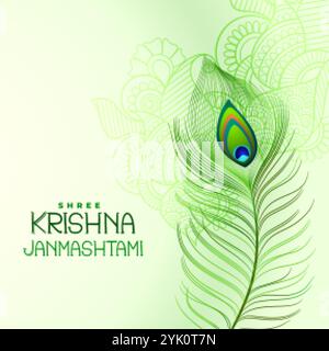 Pfauenfeder Design für shree Krishna janmashtami Stock Vektor