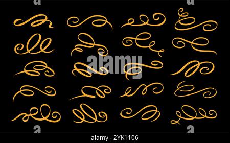 Set aus handgezeichneten Linien und Kalligrafieelementen. Vintage-geschmückte, dekorative Rolle Stock Vektor