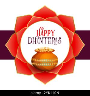 Schöne happy dhanteras Blume dekorative Card Design Stock Vektor