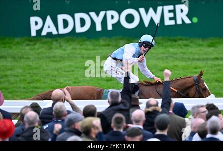 Cheltenham, Großbritannien. November 2024. Hamsiyann, geritten von Daniel King, gewinnt 3,30 die Paddy Power Intermediate Handicap Hürde auf der Cheltenham Racecourse, Cheltenham Picture by Paul Blake/Alamy Images 11/2024 Stockfoto