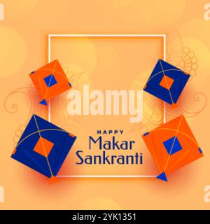 Elegante Makar Sankranti Drachen Hintergrund mit Text Raum Stock Vektor