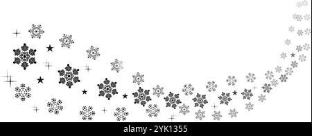Schneeflocken fallen mit Sternen setzen Vektorillustration isoliert auf weißem Hintergrund. Stock Vektor
