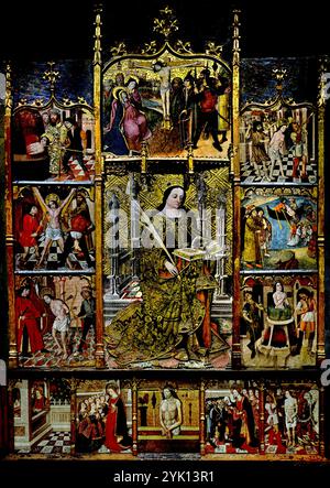 Altaraufsatz von Santa Cristina de Corçà von Miquel Torell 1475/1500 XV Jahrhundert, Tempera - Holz, Kapelle Santa Cristina de Corca (El Baix Emporda), 15. - 16. Jahrhundert Spanien Girona Kunstmuseum. Stockfoto