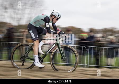 Merksplas, Belgien. November 2024. Der belgische Jens Adams wurde während des Herrenrennens des Superprestige Merksplas Cyclocross-Rennens, der vierten Etappe (4/8) des Superprestige Cyclocross-Radrennwettbewerbs, am Samstag, den 16. November 2024, in Merksplas gezeigt. BELGA FOTO DAVID PINTENS Credit: Belga News Agency/Alamy Live News Stockfoto