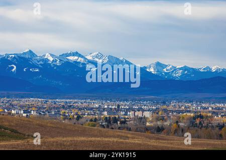 Panoramaansicht von Bozeman, Montana im Herbst Luftaufnah von Bozeman im Herbst Bozeman USA *** Panoramaansicht von Bozeman, Montana im Herbst Luftaufnah Stockfoto