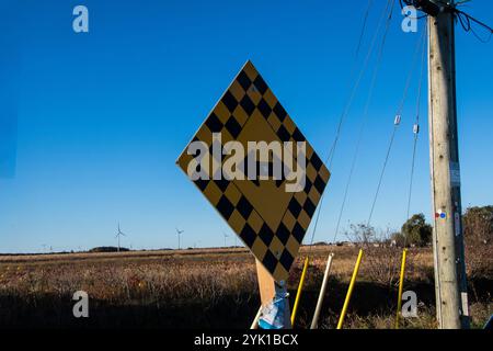 Hinweisschild an der Tecumseh Road in Tilbury, Ontario, Kanada Stockfoto