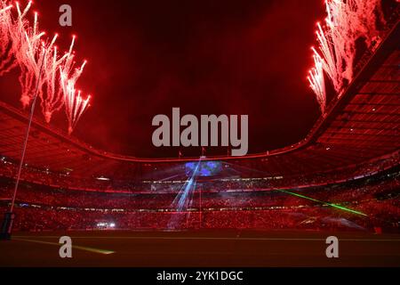 Eine LED-Lichtshow während des Autumn Nations Series-Spiels England gegen Südafrika im Allianz Stadium, Twickenham, Großbritannien. November 2024. (Foto: Craig Thomas/News Images) in Twickenham, Großbritannien am 16.11.2024. (Foto: Craig Thomas/News Images/SIPA USA) Credit: SIPA USA/Alamy Live News Stockfoto