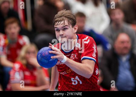 Essen, Deutschland. November 2024. 16.11.2024, Handball, Saison 2024/2025, 2. Handball-Bundesliga, 11. Spieltag, TuSEM Essen - HC Elbflorenz 2006, Alexander Schoss (TuSEM Essen), Foto: Dennis Ewert/RHR-FOTO/dpa/Alamy Live News Stockfoto