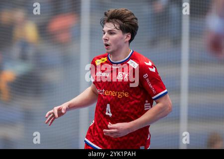 Essen, Deutschland. November 2024. 16.11.2024, Handball, Saison 2024/2025, 2. Handball-Bundesliga, 11. Spieltag, TuSEM Essen - HC Elbflorenz 2006, Felix Göttler (TuSEM Essen), Foto: Dennis Ewert/RHR-FOTO/dpa/Alamy Live News Stockfoto