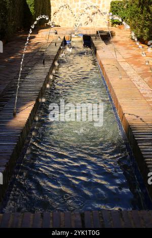 Anna, Valencia, Spanien - 27. Oktober 2024: Brunnen des Schlosspalastes der Grafen von Cervellon in Anna-Stadt, Valencia Stockfoto