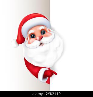Santa Claus 3d mit vertikalem leerem Schild. Stock Vektor