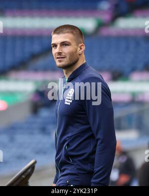 Edinburgh, Schottland. November 2024. Josh Bayliss kommt für das Herbstnationenspiel zwischen Schottland und Portugal im Murrayfield Stadium in Edinburgh an. Quelle: Connor Douglas/Alamy Live News Stockfoto