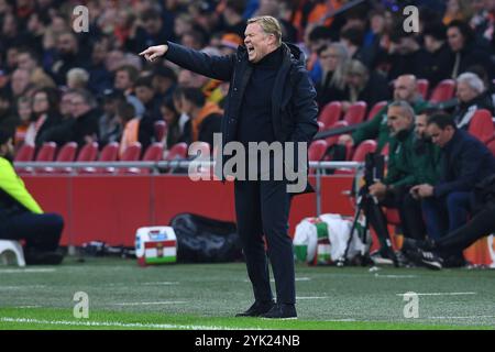 Amsterdam, Deutschland. November 2024. Fussball UEFA Nations League Niederlande - Ungarn am 16.11.2024 in der Johan Cruijff Arena in Amsterdam Ronald Koeman ( Trainer/Cheftrainer Niederlande ) Foto: Revierfoto Credit: ddp Media GmbH/Alamy Live News Stockfoto