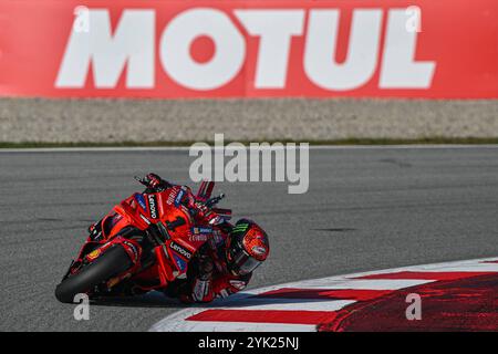 Barcelona, Spanien. November 2024. Qualifikation für den Motul Solidarity Grand Prix von Barcelona der MotoGP auf dem Barcelona-Catalunya Circuit. November 2024. Im Bild: Francesco Bagnaia Clasificacion del Gran Premio Solidario Motul de MotoGP de Barcelona en el Circuito de Barcelona-Catalunya. 16 de Noviembre de 2024 POOL/ MotoGP.com/Cordon Pressebilder sind nur für redaktionelle Zwecke bestimmt. Obligatorischer Vermerk: © MotoGP.com Credit: CORDON PRESS/Alamy Live News Stockfoto