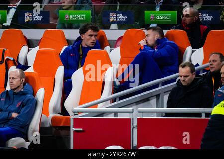 Amsterdam - Mats Wieffer aus den Niederlanden in der vierten Runde der neuen Champions League 2024/2025. Das Spiel findet am 16. November 2024 in der Johan Cruijff Arena in Amsterdam statt. (Box to Box Pictures/Yannick Verhoeven) Stockfoto