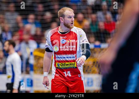 Lemgo, Deutschland. November 2024. Peter Walz (ThSV Eisenach, #14) GER, TBV Lemgo Lippe vs. ThSV Eisenach, Handball, 1. Bundesliga, 10. Spieltag, Spielzeit 2024/2025, 16.11.2024 Foto: Eibner-Pressefoto/Jan Rollinger Credit: dpa/Alamy Live News Stockfoto