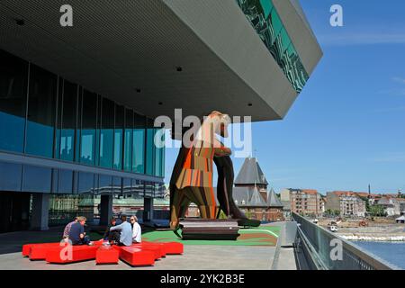 Spielplatz von Dokk1 (von Schmidt Hammer Lassen Architects), Bibliothek und Bürgerdienste an der städtischen Uferpromenade von Aarhus, Jütland Peninsula, Dänemark, N Stockfoto