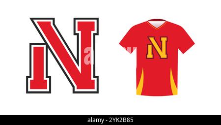 Auffälliger Buchstabe Z für Sporttrikot, College- oder Schultrikot. Identität des Sportteams, Warenzeichen, Nationalliga-Wettkampfbekleidung Stock Vektor