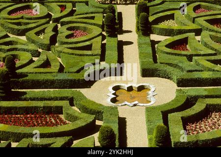 Villandry Castle Gardens, Labyrinth Detail. Val-de-Loire, Frankreich Stockfoto