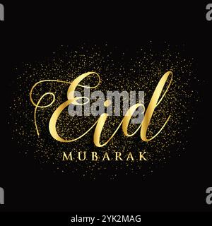 Goldene Eid Mubarak Text mit Glitzereffekt Stock Vektor