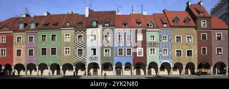 Polen, Posen, alter Marktplatz, Händlerhäuser Stockfoto