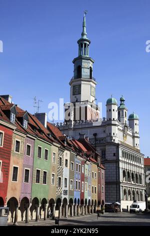 Polen, Posen, alter Marktplatz, Händlerhäuser, Rathaus Stockfoto