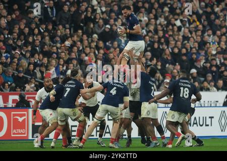 17. November 2024, Saint Denis, seine Saint Denis, Frankreich: Die Scrum-Hälfte des französischen Teams CHARLES OLLIVON in Aktion während der Herbstnationenserie 2024 zwischen Frankreich und neuseeland im Stade de France - St Denis - Frankreich. Frankreich gewann 30: 29 (Credit Image: © Pierre Stevenin/ZUMA Press Wire) NUR REDAKTIONELLE VERWENDUNG! Nicht für kommerzielle ZWECKE! Stockfoto