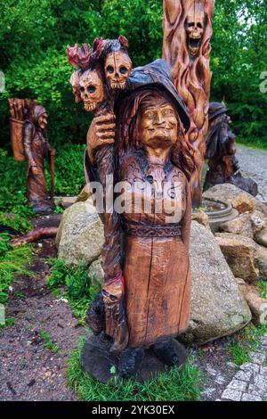 Wald, Tal, Hexe, Statue, Folklore, Bodetal, Thale, Harz, Sachsen-Anhalt, Deutschland, Europa Stockfoto